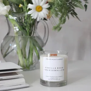 VANILLA BEAN   MARSHMALLOW SOY CANDLE,faux bloom stem 