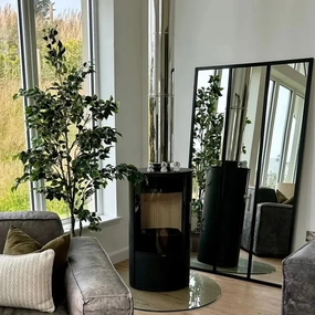Variegated Ficus Tree in Black Plastic Pot 195cm,dried artificial flower