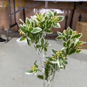 Variegated Leaf with berry long stem green leaf greenery realistic flower bouquet  