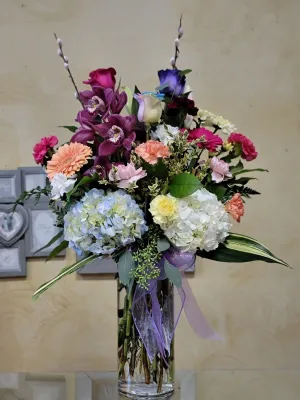 Vase arrangement No.12 (Photo shown is Large size. Small $105, Medium $125, Large $145 Extravagant $165 CAD),faux bloom stem 