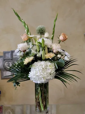 Vase arrangement No.46 (Photo shown is Large size. Small $85, Medium $105, Large $125 Extravagant $145 CAD),faux bloom stem 