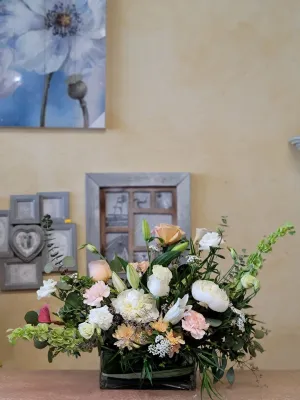 Vase arrangement No.54 (Photo shown is Large size. Small $85, Medium $105, Large $125 Extravagant $145 CAD),faux bloom stem 