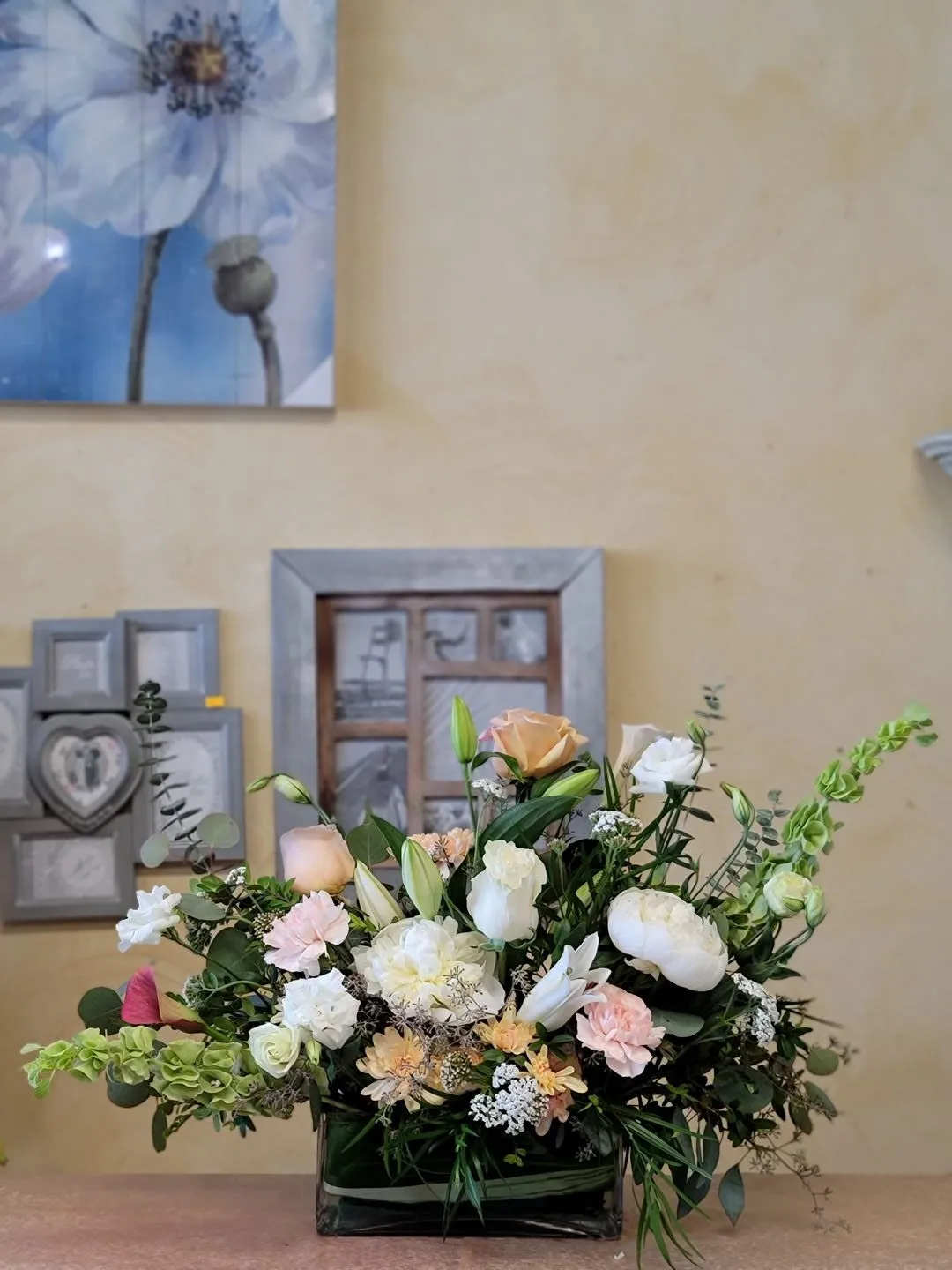 Vase arrangement No.54 (Photo shown is Large size. Small $85, Medium $105, Large $125 Extravagant $145 CAD),faux bloom stem 