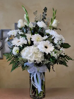 Vase arrangement No.61 (Photo shown is Large size. Small $90, Medium $110, Large $130 Extravagant $150 CAD),faux bloom stem 