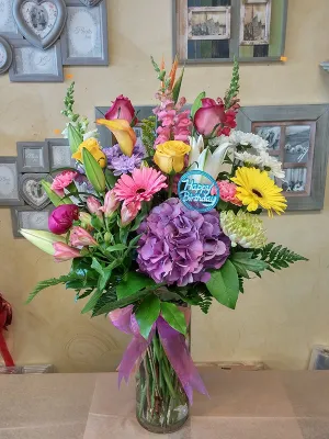 Vase arrangement No.63 (Photo shown is Large size. Small $110, Medium $130, Large $150 Extravagant $170 CAD),faux bloom stem 