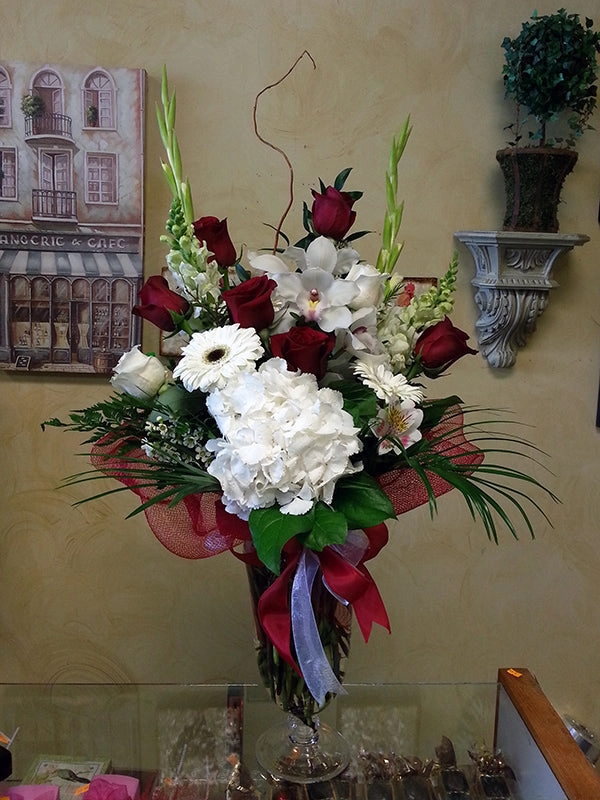 Vase arrangement No.33 (Photo shown is Large size. Small $100, Medium $120, Large $140 Extravagant $160 CAD),artificial flower arrangement