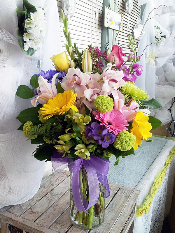 Vase arrangement No.43 (Photo shown is Large size. Small $95, Medium $115, Large $135 Extravagant $155 CAD),artificial flower arrangement