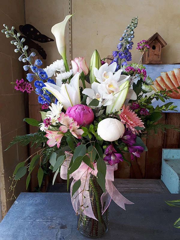 Vase arrangement No.55 (Photo shown is Medium size. Small $115, Medium $135, Large $155 Extravagant $175 CAD),artificial flower arrangement