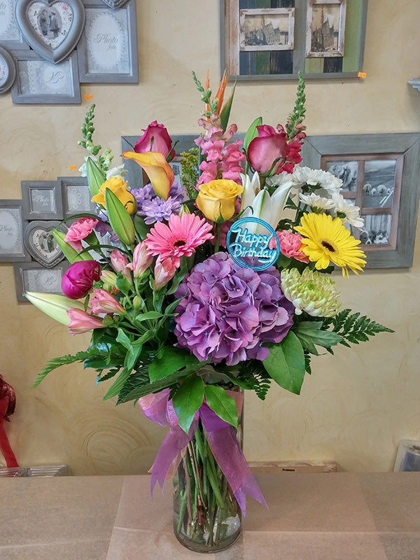 Vase arrangement No.63 (Photo shown is Large size. Small $110, Medium $130, Large $150 Extravagant $170 CAD),artificial flower arrangement