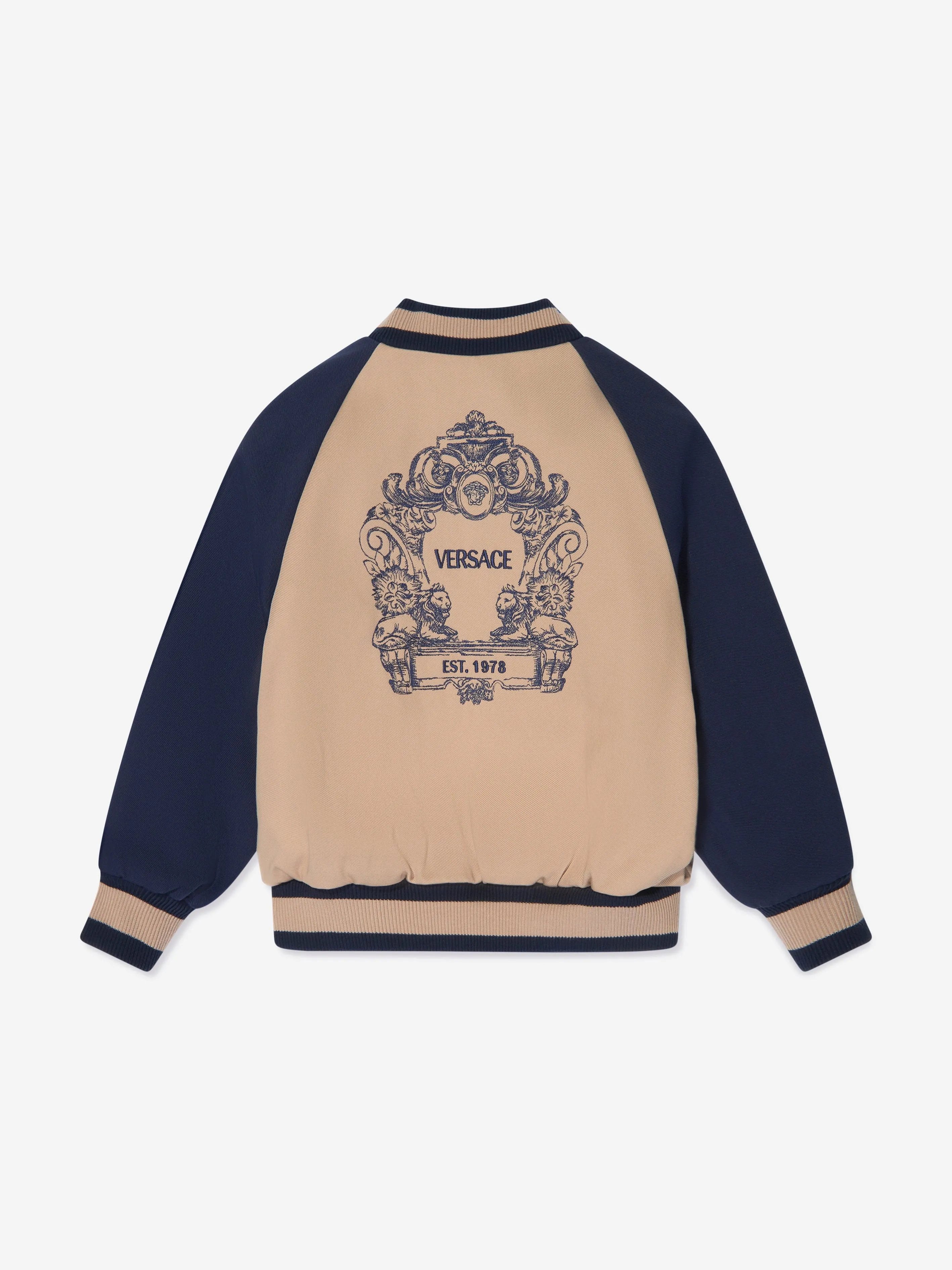 Versace Boys Bestickte Logo Bomberjacke in Beige