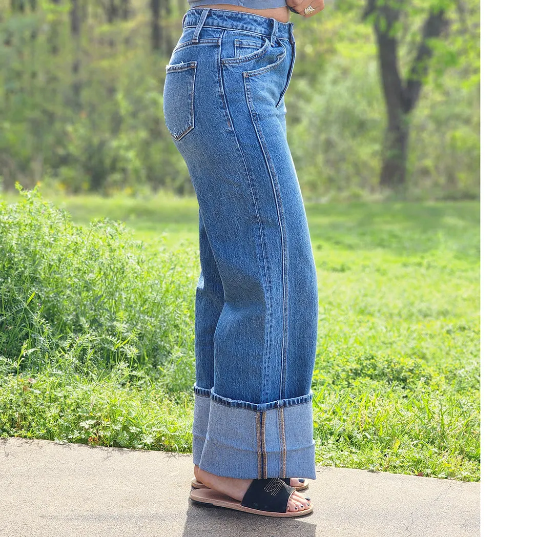 Vervet High-Rise Bundiger Baggy-Weitbeiniger