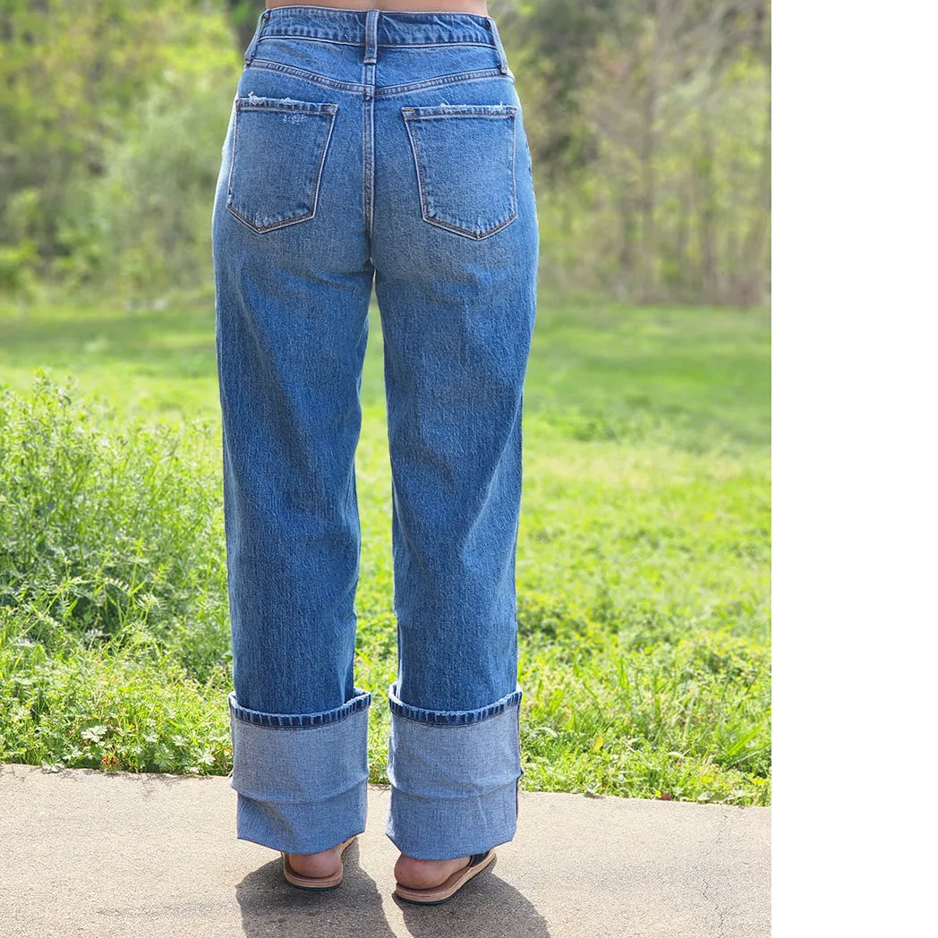 Vervet High-Rise Bundiger Baggy-Weitbeiniger