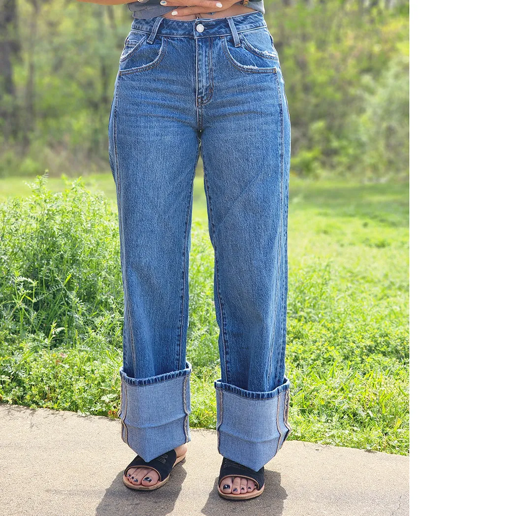 Vervet High-Rise Bundiger Baggy-Weitbeiniger