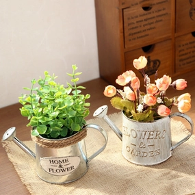 Vintage Metal Handicraft Watering Flower,hand-painted ceramic vase