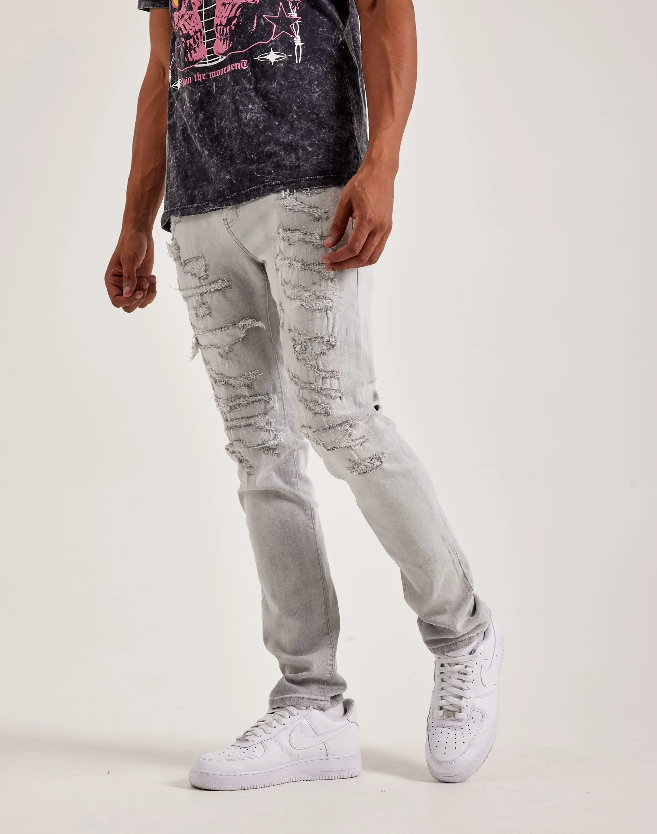 WAIMEA Skinny Riss- & Reparatur-Denimjeans