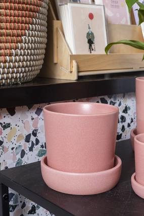 Watson Pot & Saucer Pink Medium,indoor flower container