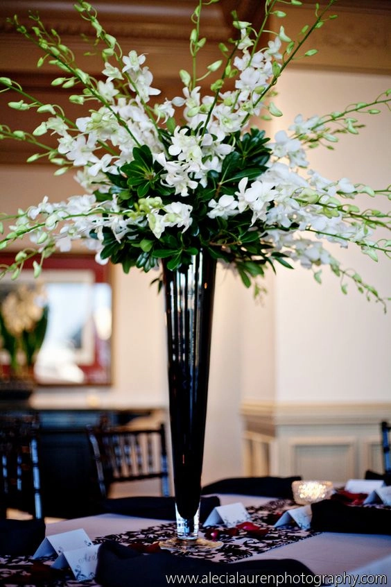 Wedding 24" Black Pilsner/Cone/Trumpet Vase,aesthetic flower vase
