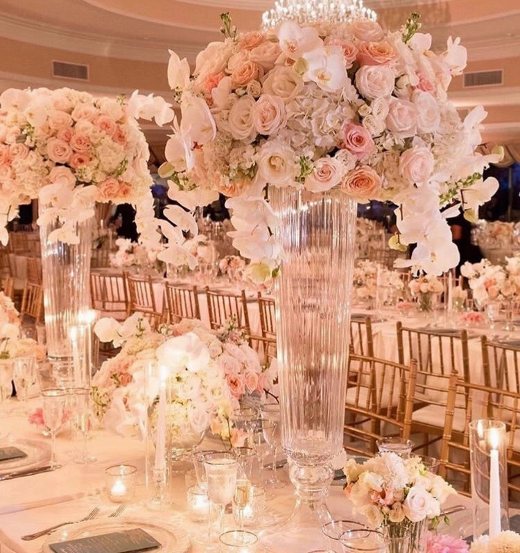 Wedding Centerpiece 32 Tall Crystal Vase striped