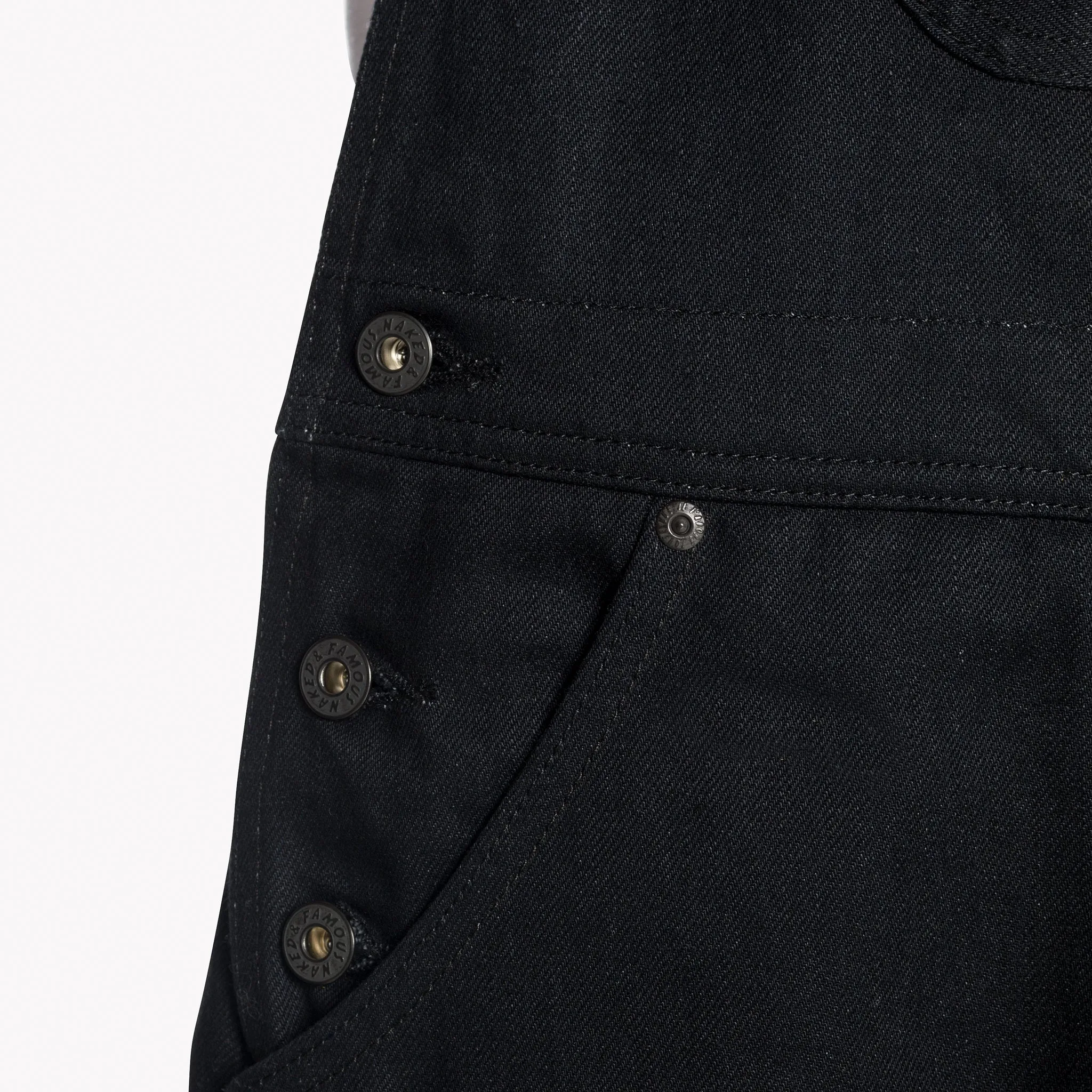 Weird Guy Overalls - Einfarbig Schwarz Selvedge