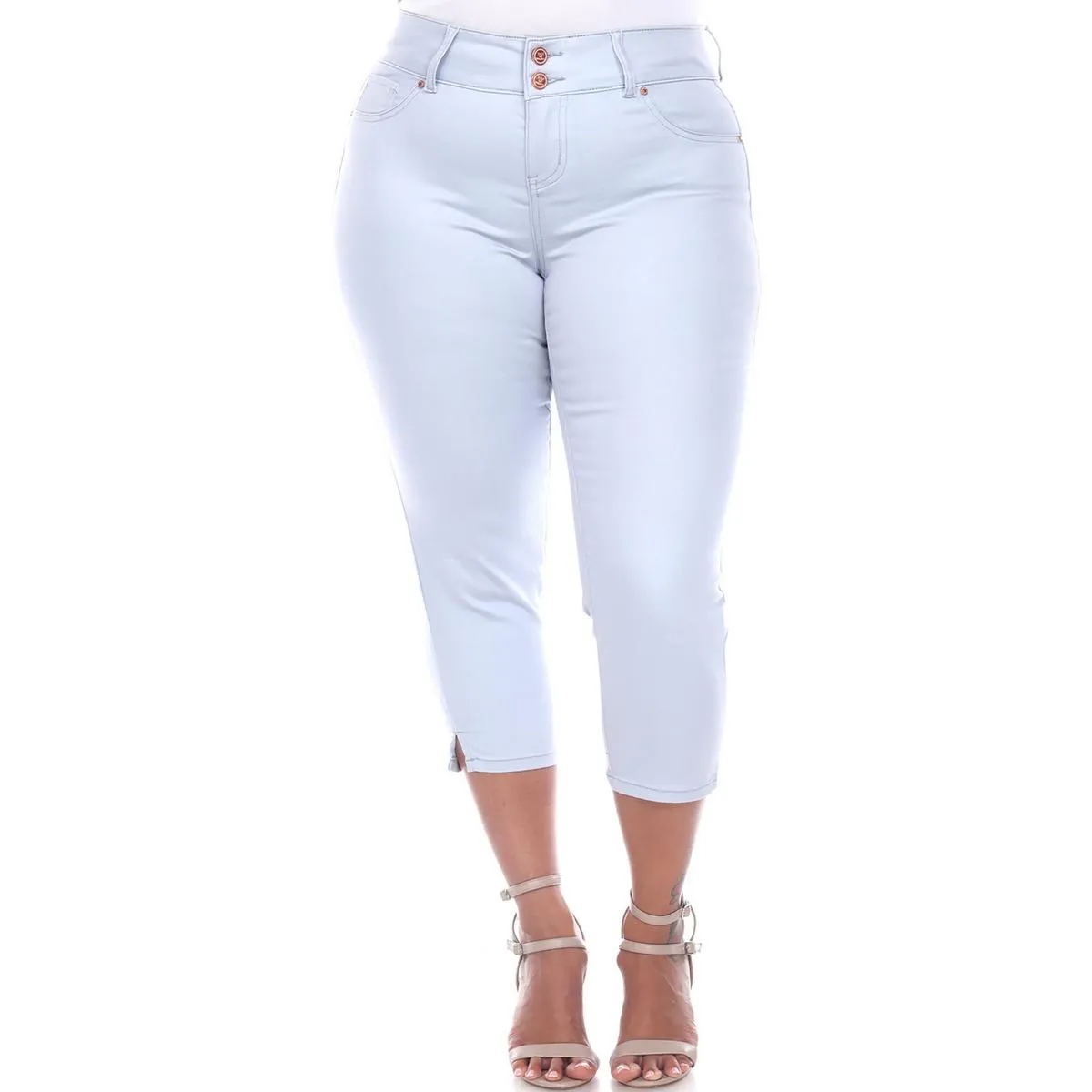 White Mark Damen Cropped Denim Capri Jeans