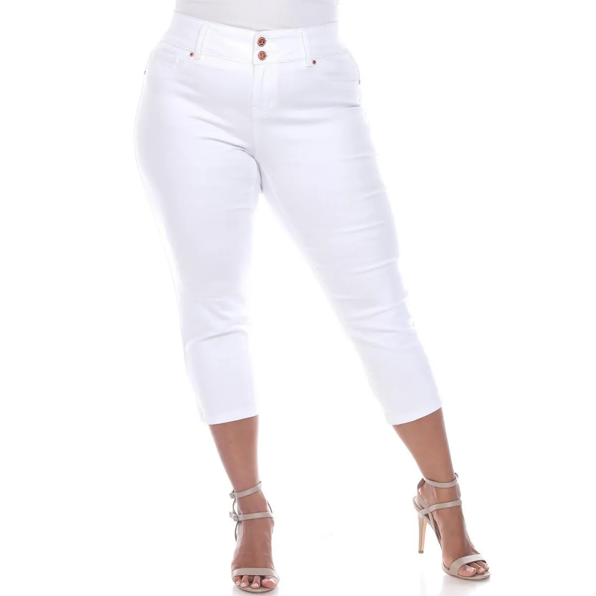 White Mark Damen Cropped Denim Capri Jeans
