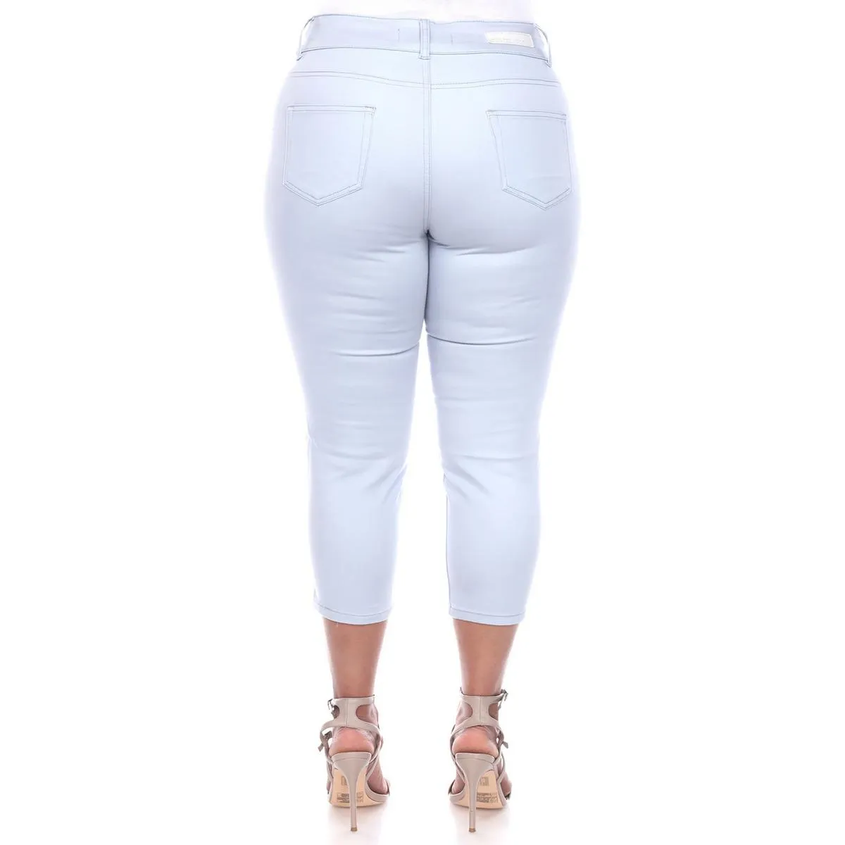 White Mark Damen Cropped Denim Capri Jeans