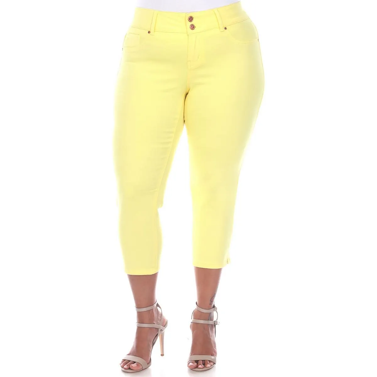 White Mark Damen Cropped Denim Capri Jeans