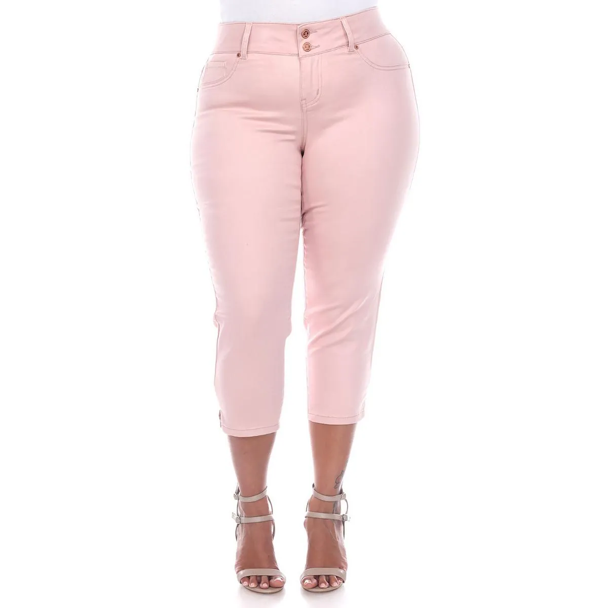 White Mark Damen Cropped Denim Capri Jeans