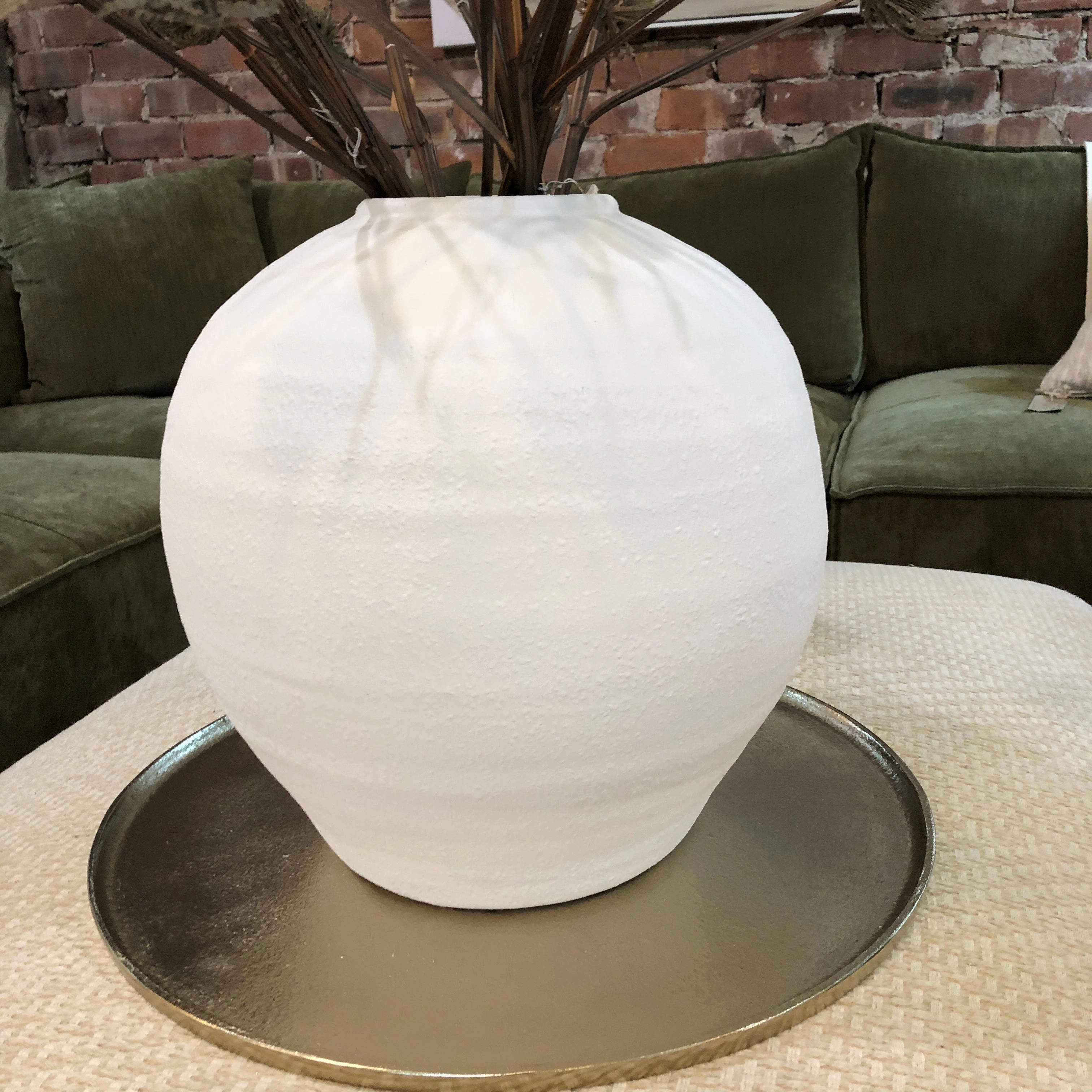 White Ball Ceramic Vase 39cm