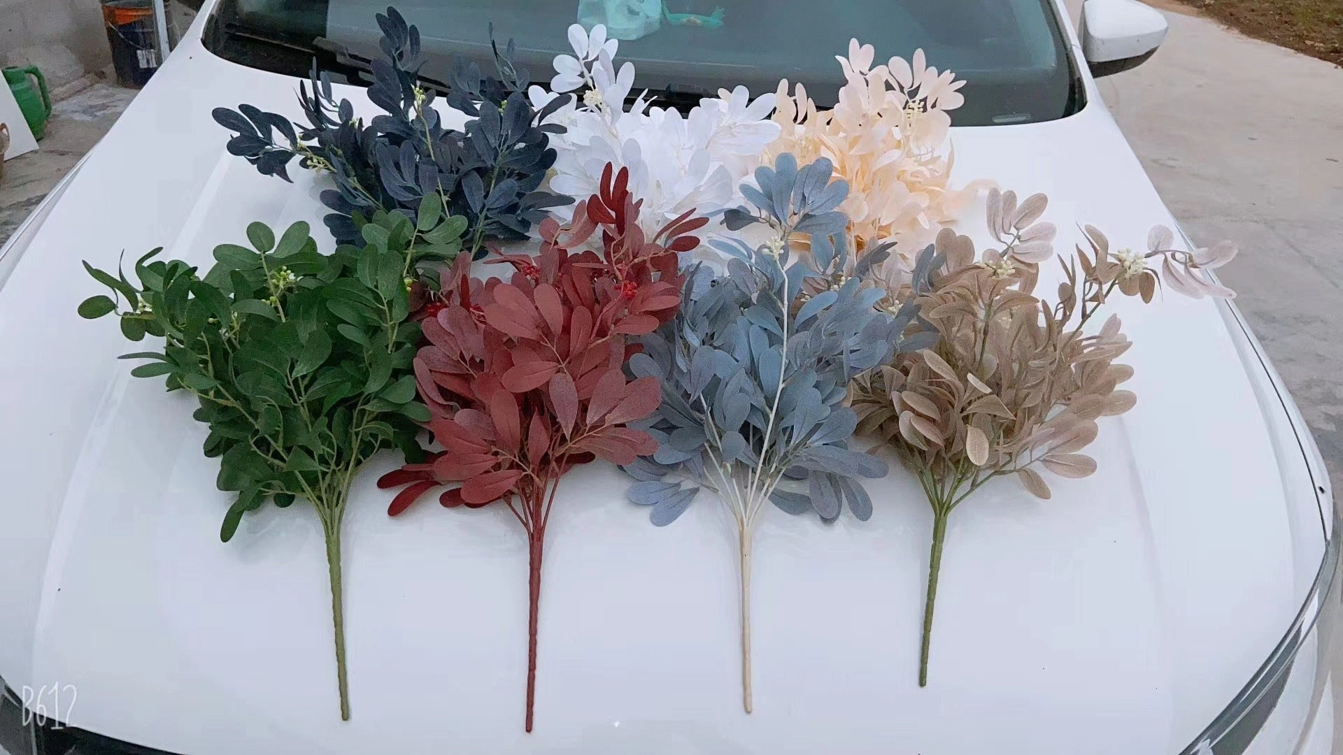 White Date leaf green wedding greenery realistic flower bouquet  