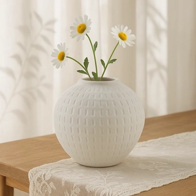 White Derek Terracotta Vase,hand-painted ceramic vase