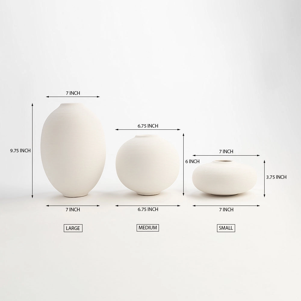 White Derek Terracotta Vase Set of 3