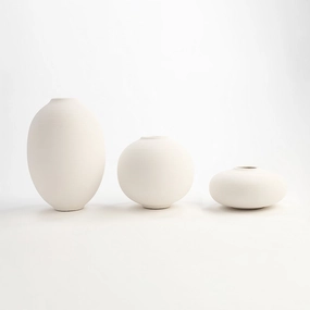 White Derek Terracotta Vase Set of 3,hand-painted ceramic vase