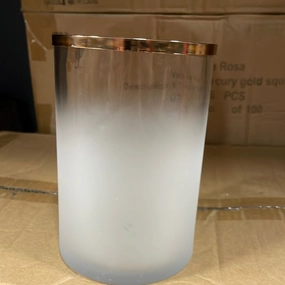White frosted 6 cylinder Vase with Gold metal top,aesthetic flower vase