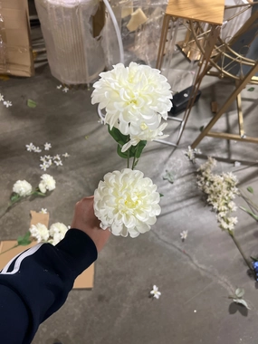 White Pompom  Dahlia spray realistic flower bouquet  