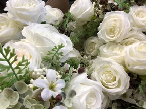 White ROSE BUNCH With filler realistic flower bouquet  