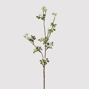 White Wax Flower Stem with Leaves 65cm,dried artificial flower