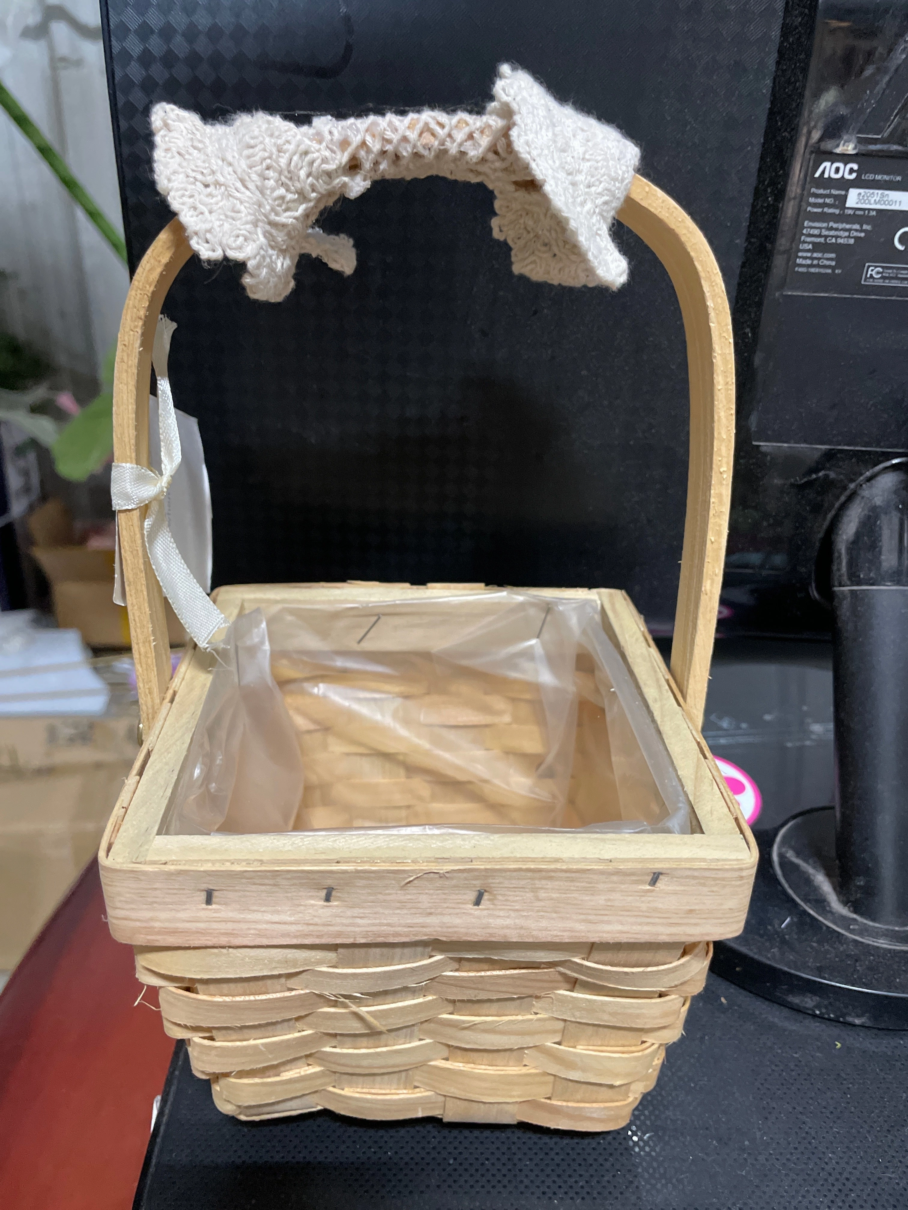 Wicker Flower Girl Basket for Rose Petals realistic flower bouquet  