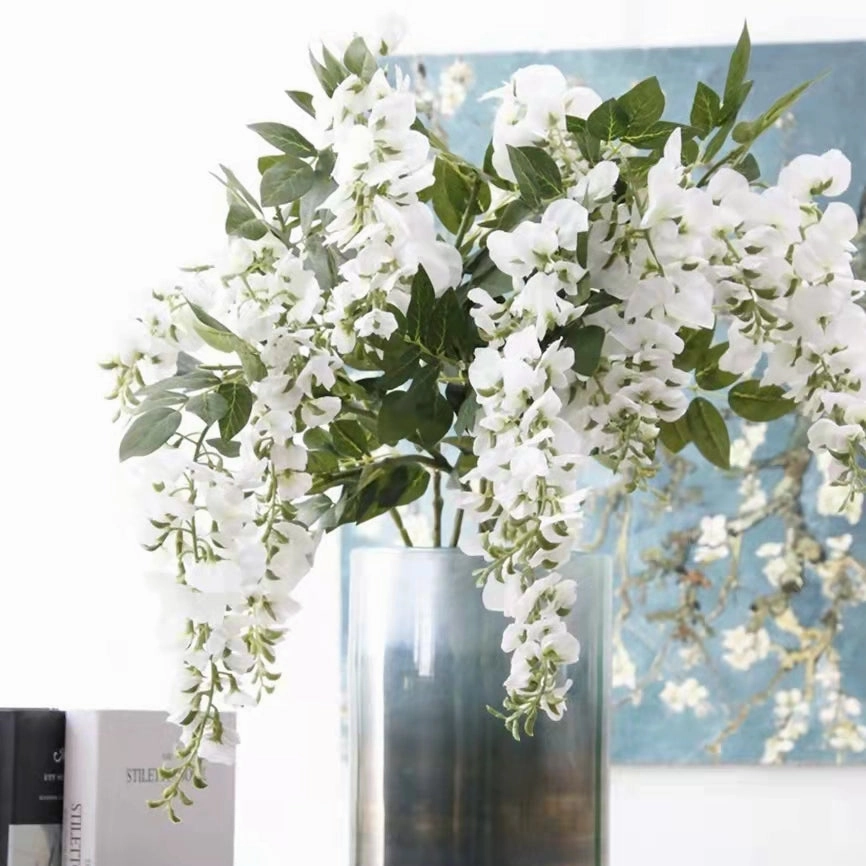 Wisteria Artificial Silk Flower Stem White WISTERIA003