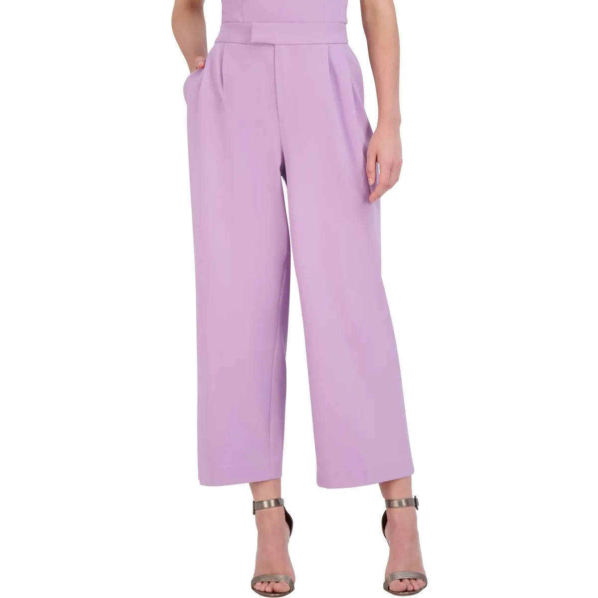 Damen Baumwollmischung Plissee Cropped Hosen