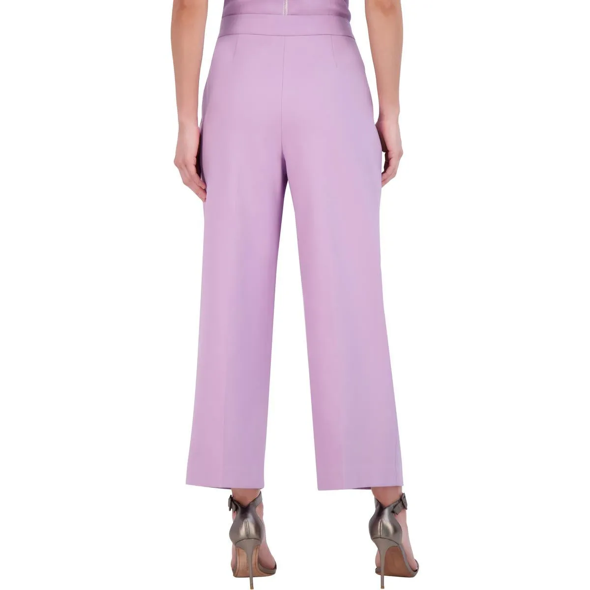 Damen Baumwollmischung Plissee Cropped Hosen