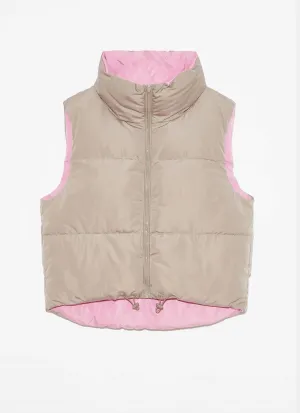 Reversibler Kiki-Damen-Pufferweste in Primi Pink/Mink