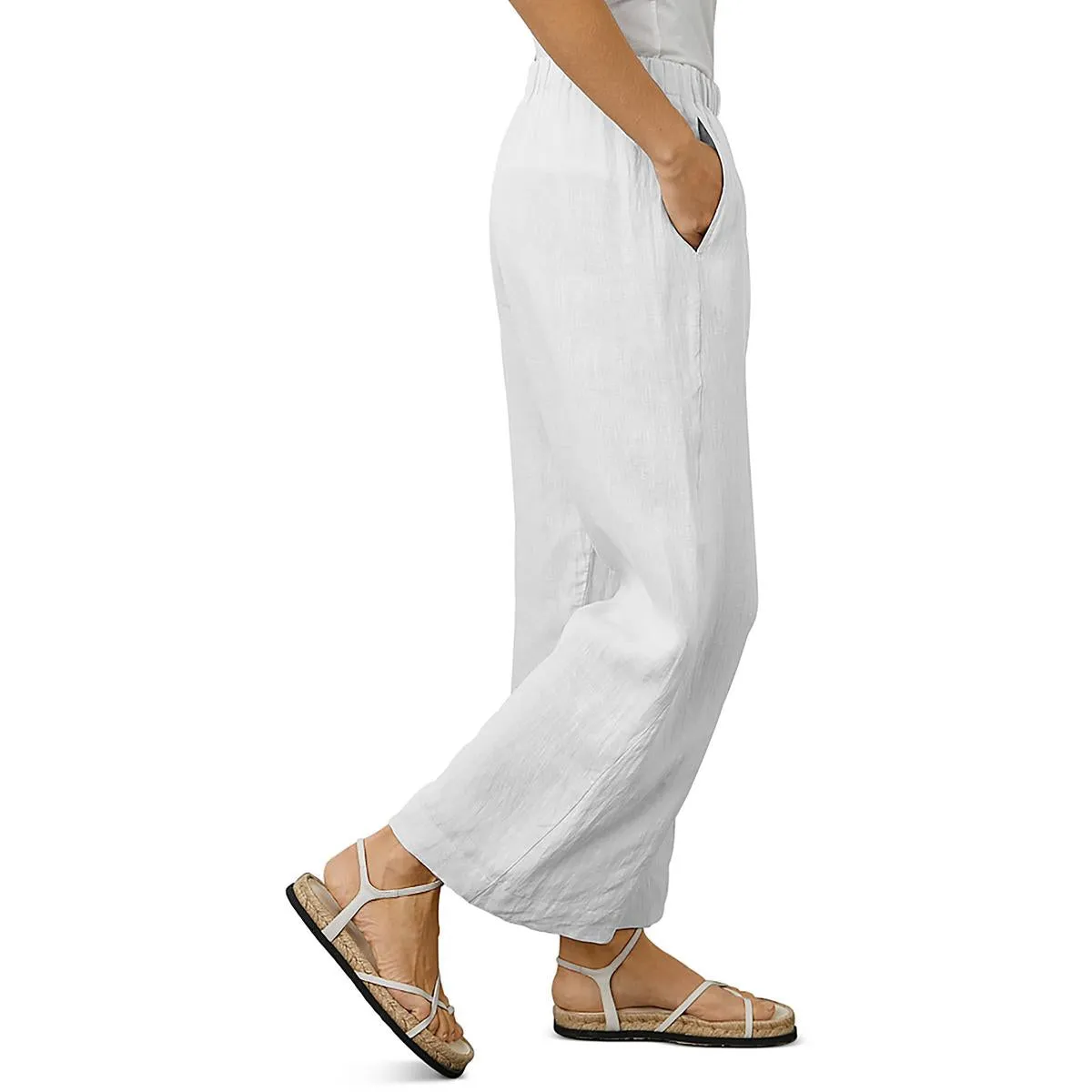 Damen Leinen Crop-Hose