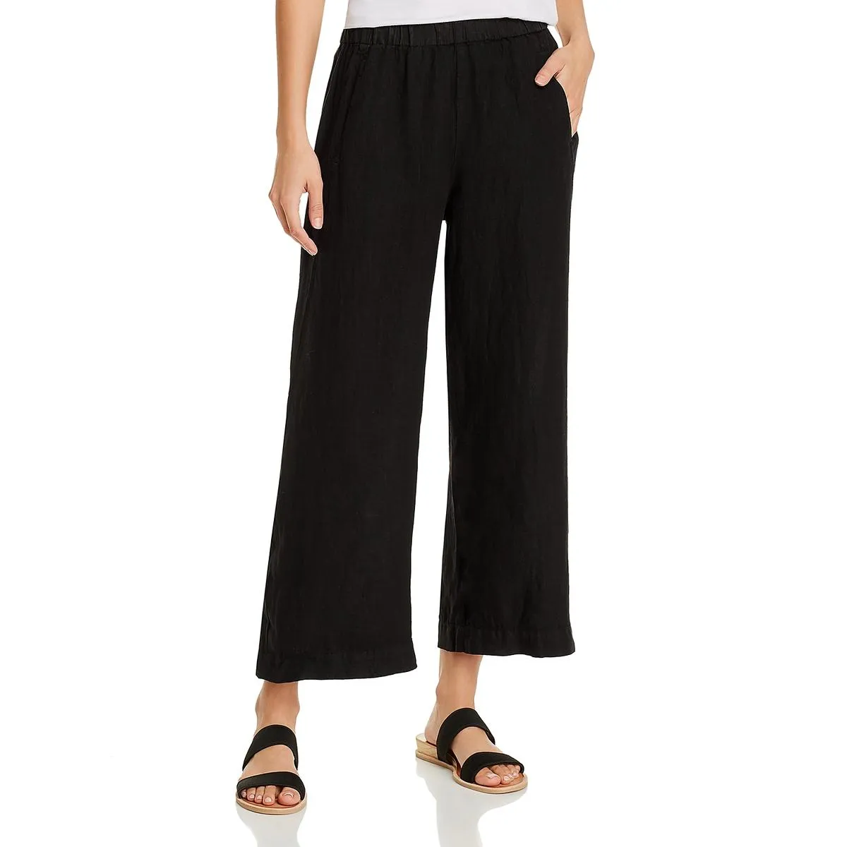 Damen Leinen Crop-Hose