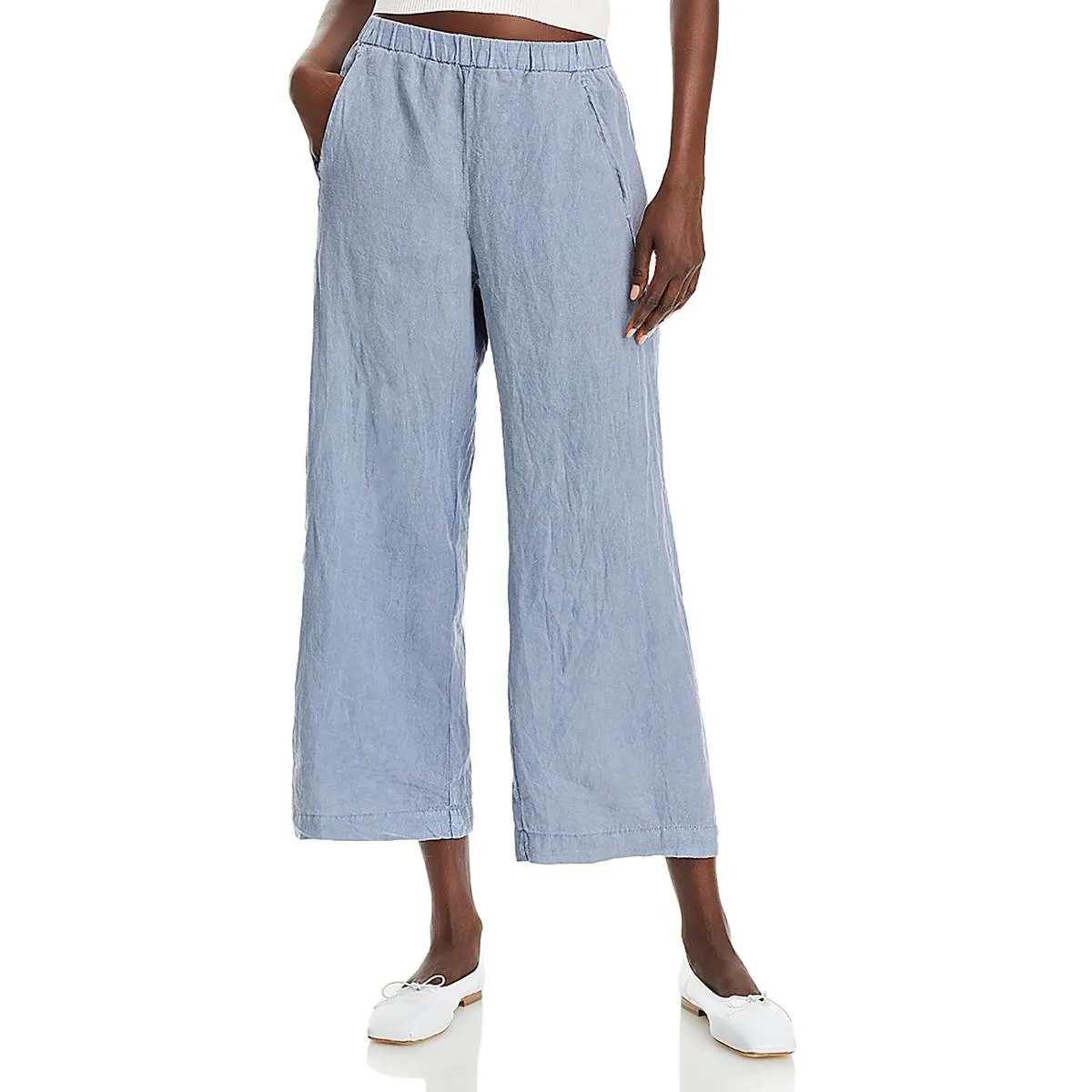 Damen Leinen Crop-Hose