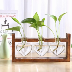 Wooden Frame Glass Vase Heart Shape,hand-painted ceramic vase