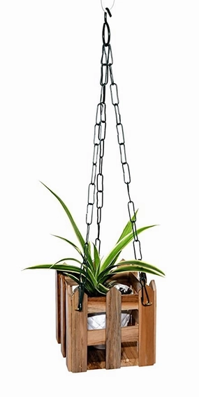 Wooden Hand Crafted Planter With Chain,hanging suspension frame