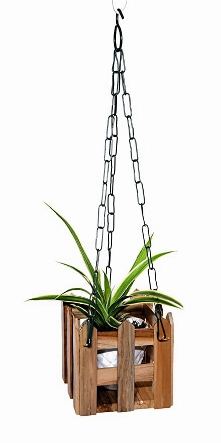 Wooden Hand Crafted Planter With Chain,hanging suspension frame
