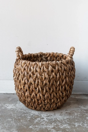 Woven Basket with Handles Water Hyacinth Small,indoor flower container