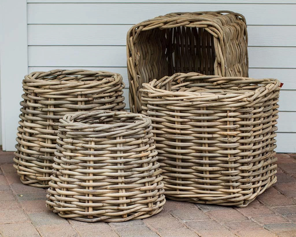 Woven Wood Medium Square Planter Basket